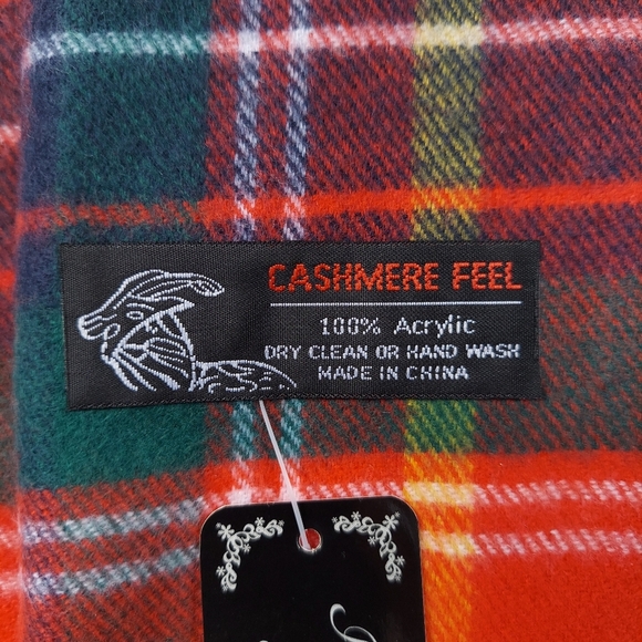 Cashmere Feel Classic Scarf Red Multicolor Plaid Winter Scarf Soft New Warm - Picture 5 of 12